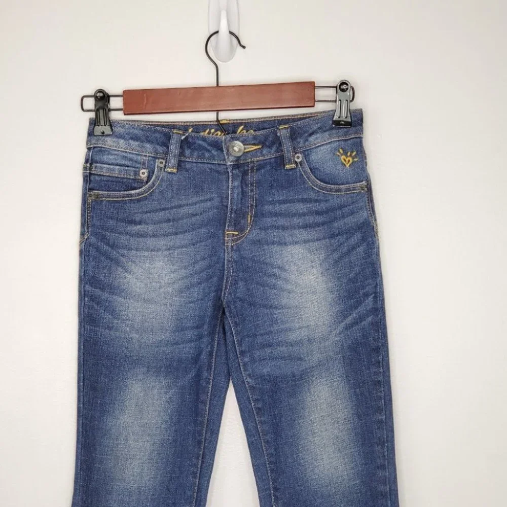 Justice Girls Medium Wash Whiskering Fading Denim Jeans Size 12S